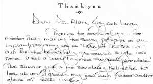 Handwritten Patient Testimonial